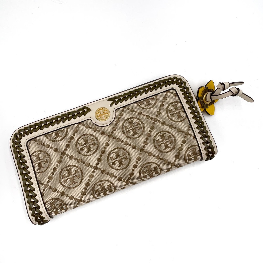 SOLD- Tory Burch T Monogram Braided Zip Slim Wallet - Picture 1 of 8
